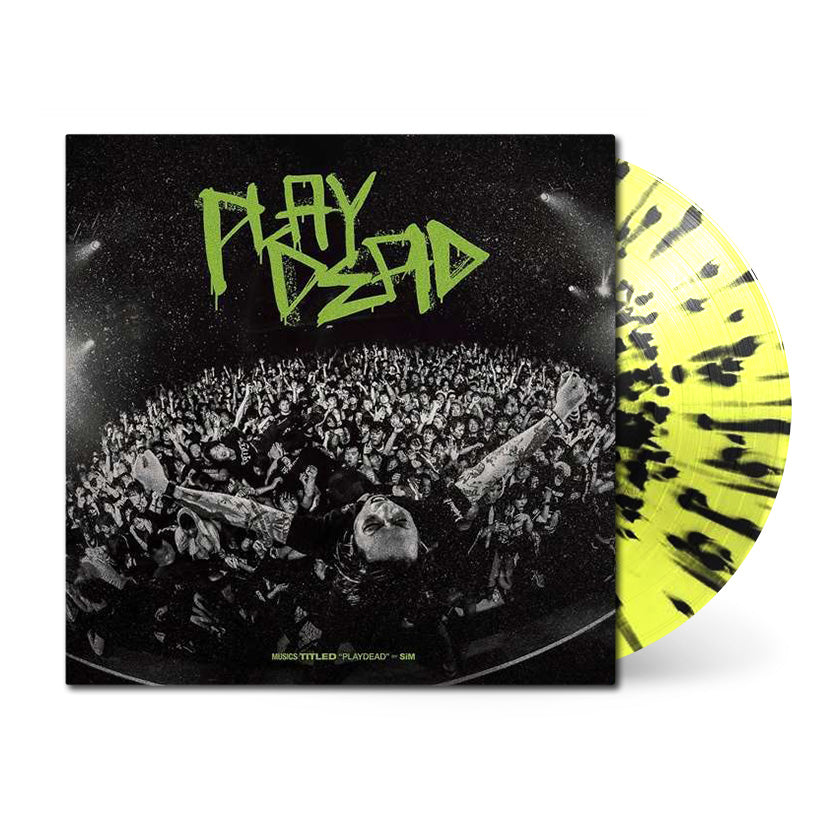 SiM PLAYDEAD Yellow with Black Splatter Vinyl Mock-up