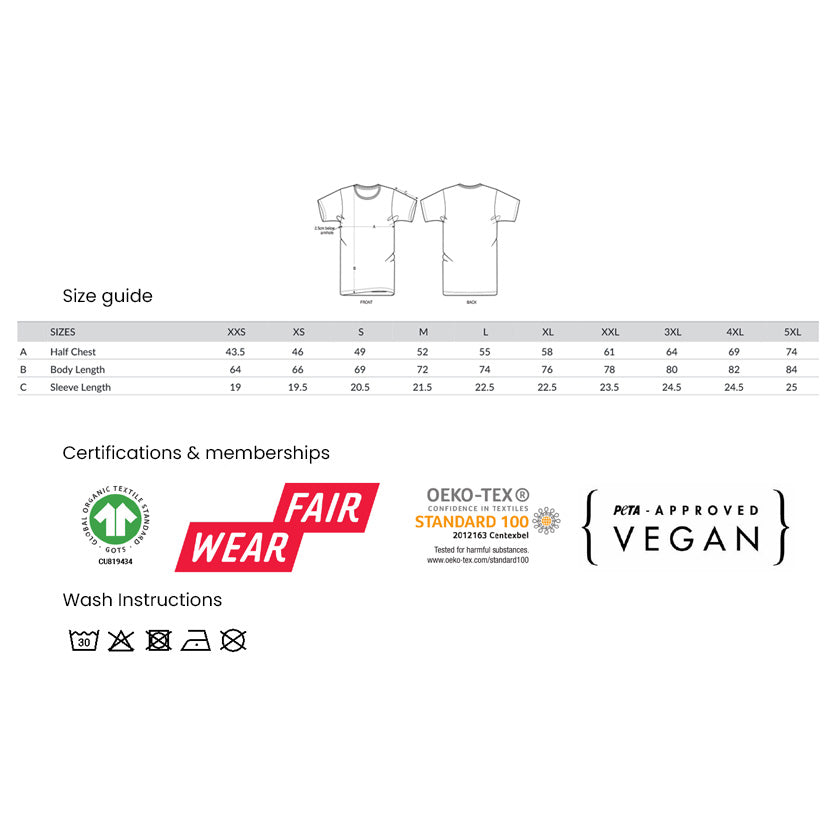Size guide and certifications