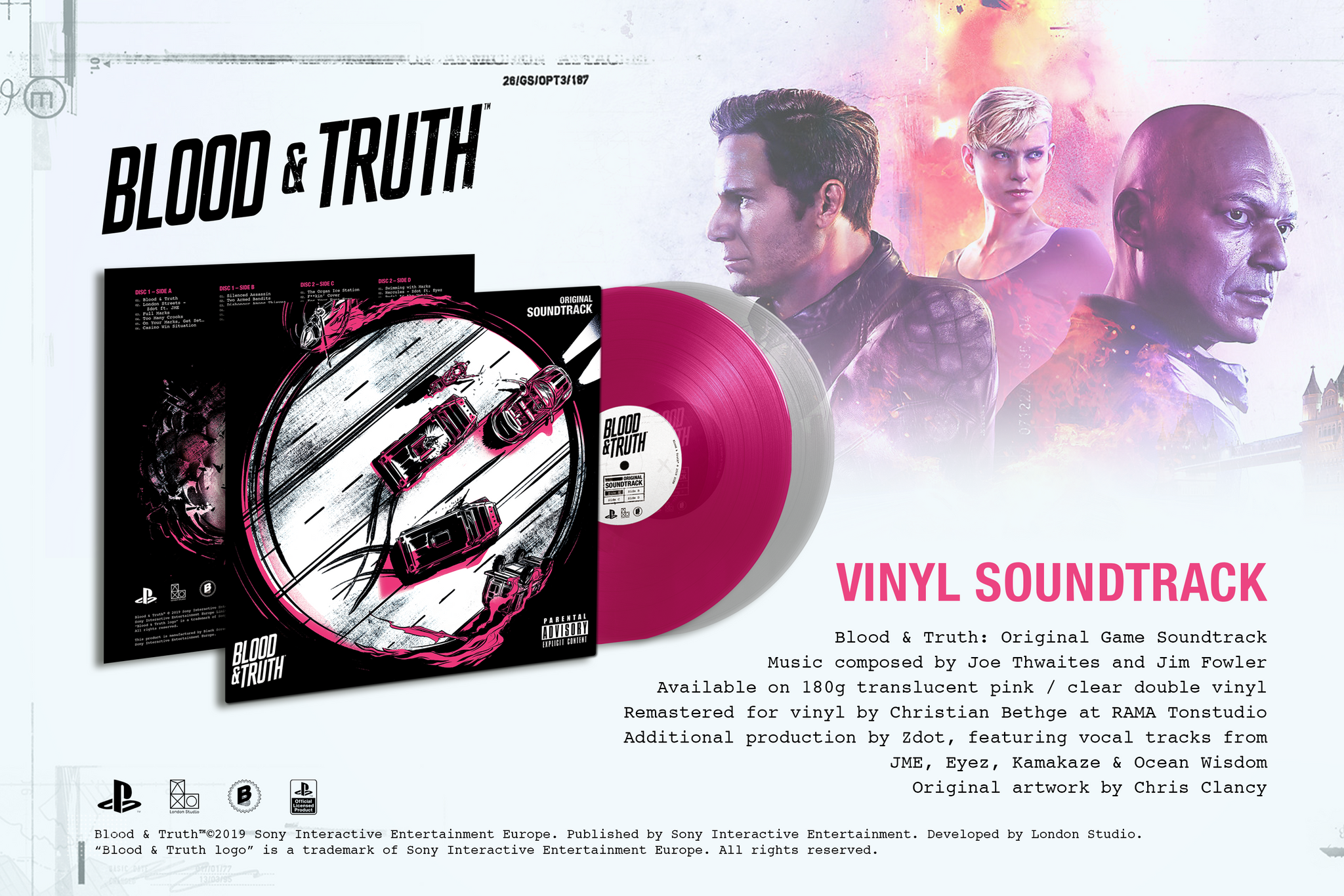 blood & truth banner with artwork and information about the vinyl records. Information can be found in the product description.