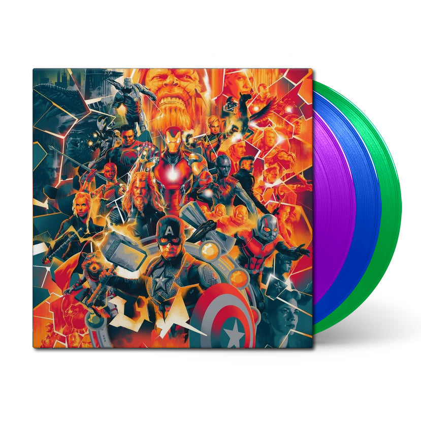 Avengers: Endgame on purple, blue and green triple vinyl