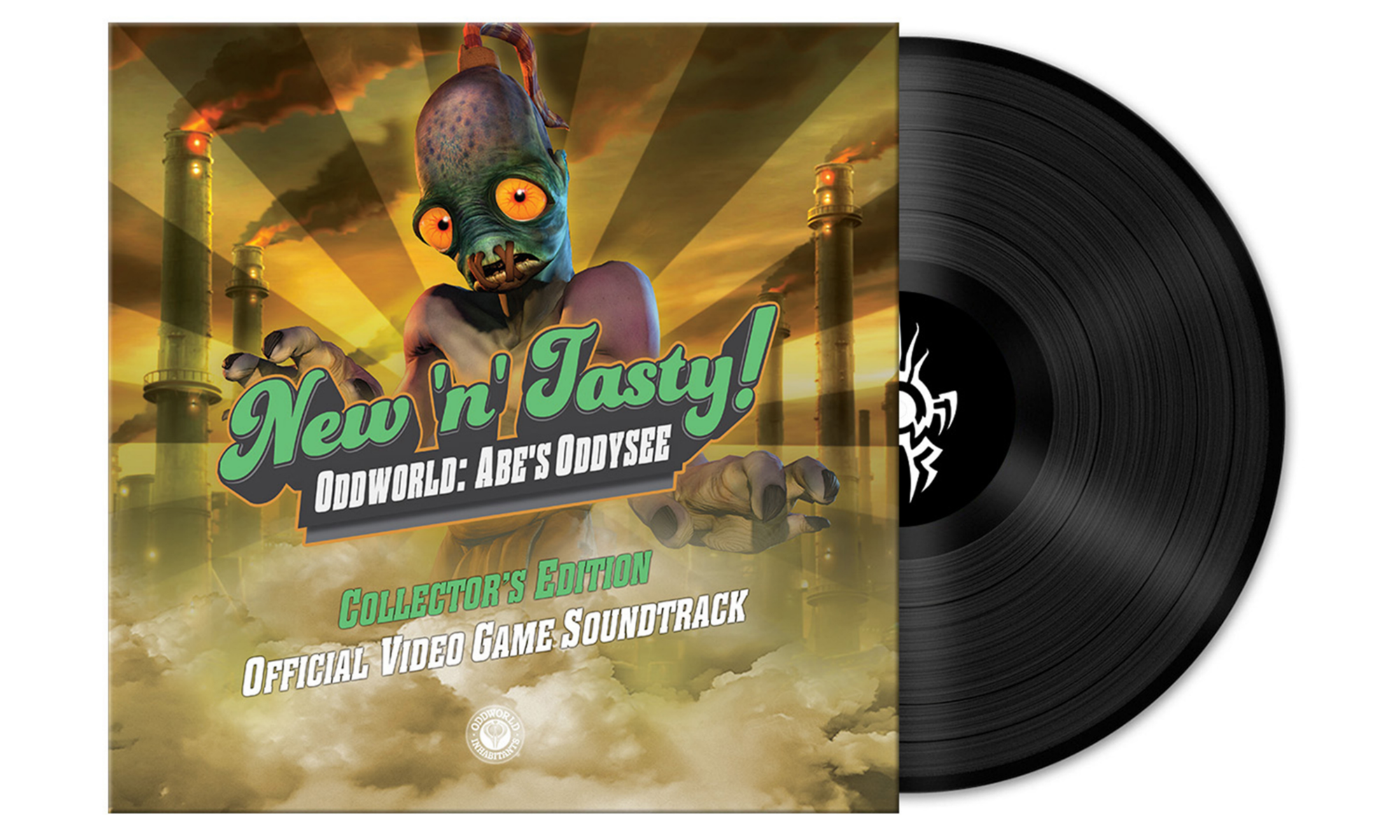 Oddworld New 'n' Tasty Black Vinyl Mock-up Front