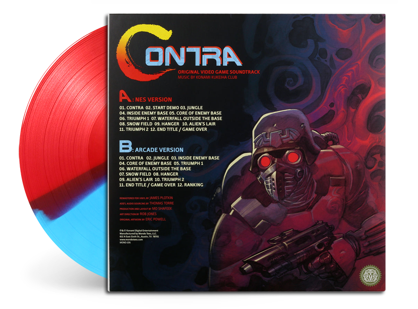 Contra Soundtrack Blue/Red vinyl and back cover