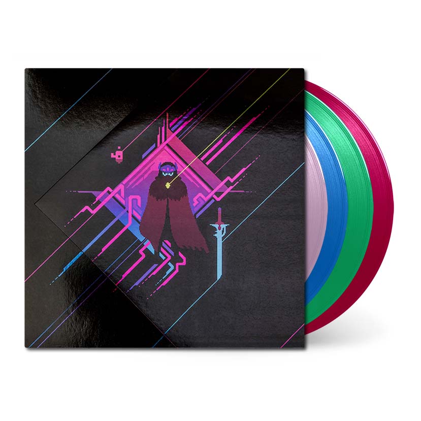 Hyper Light Drifter on translucent pink, blue, green and red vinyl