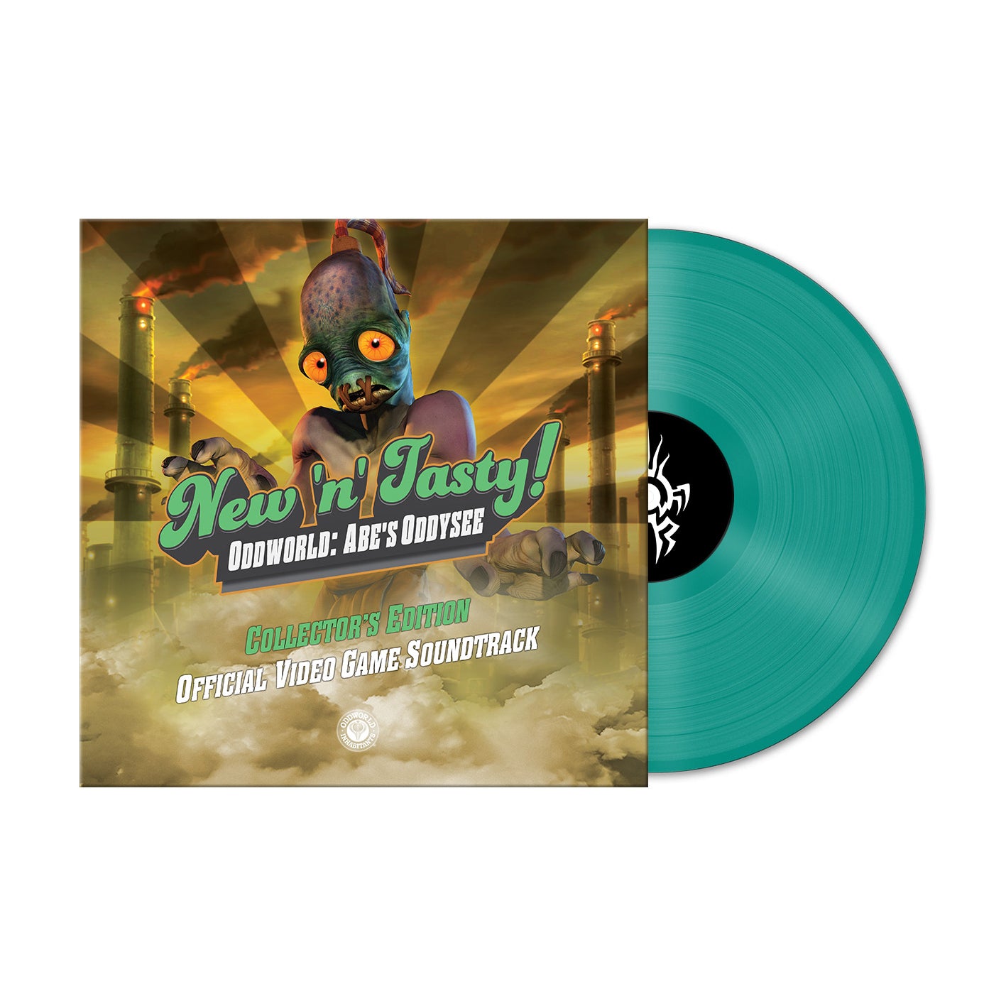 Oddworld New 'n' Tasty Teal Vinyl Mock-up Front