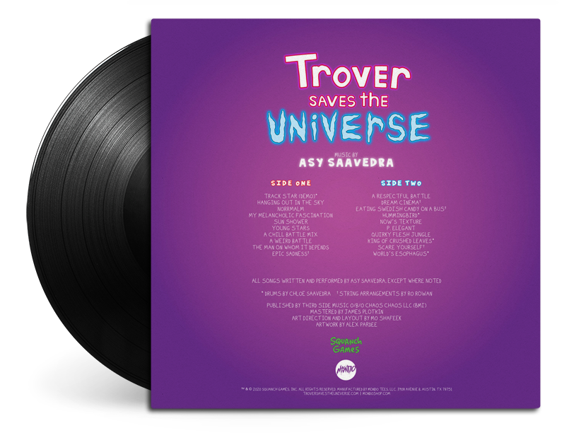 Trover Saves the Universe Back Cover with Black Vinyl