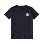 black t shirt with embroidered black screen records logo