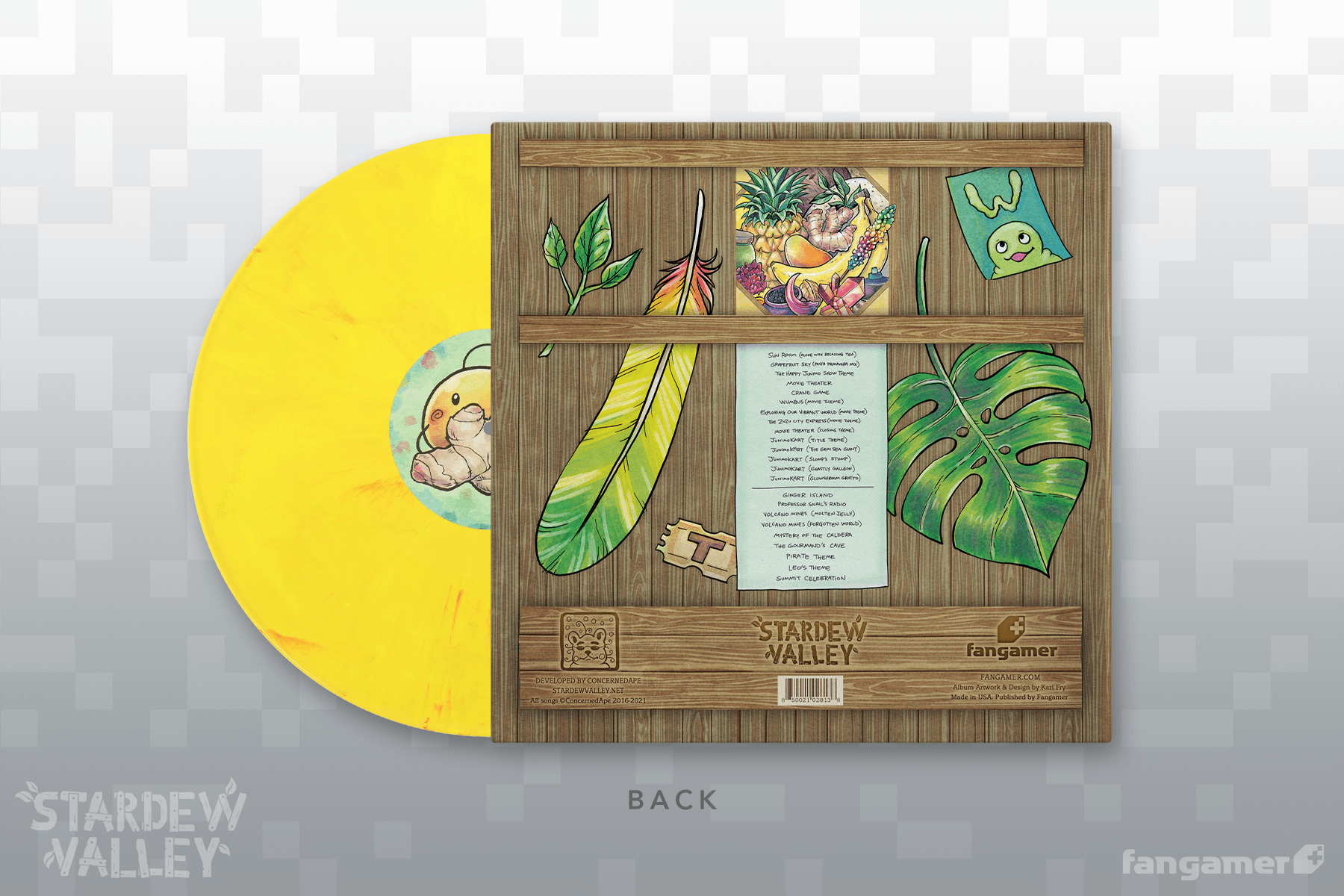 Stardew Valley 1.4/1.5 Single LP Back Cover with Yellow VInyl