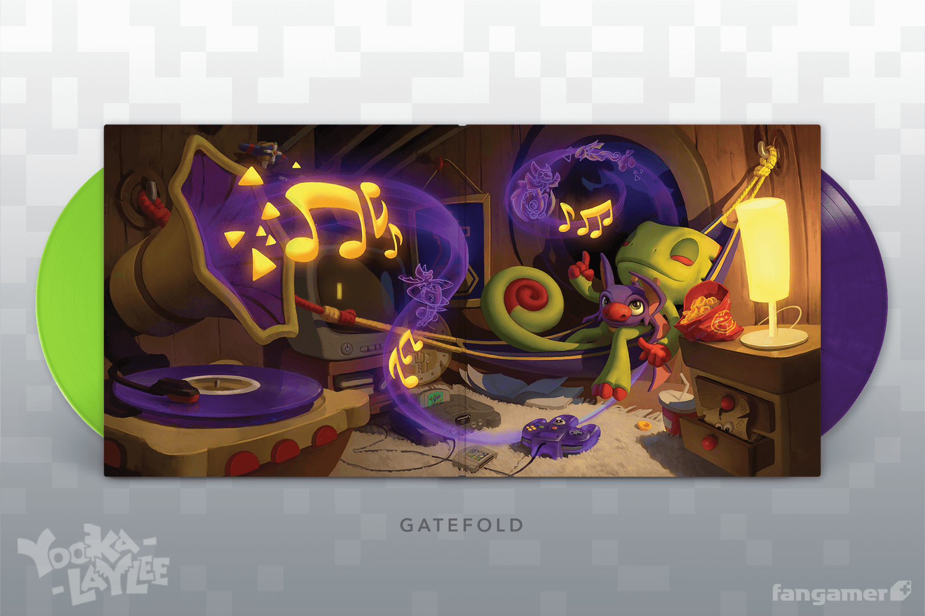Yooka-Laylee and the Impossible Lair Soundtrack on Double Vinyl with Open Gatefold Sleeve