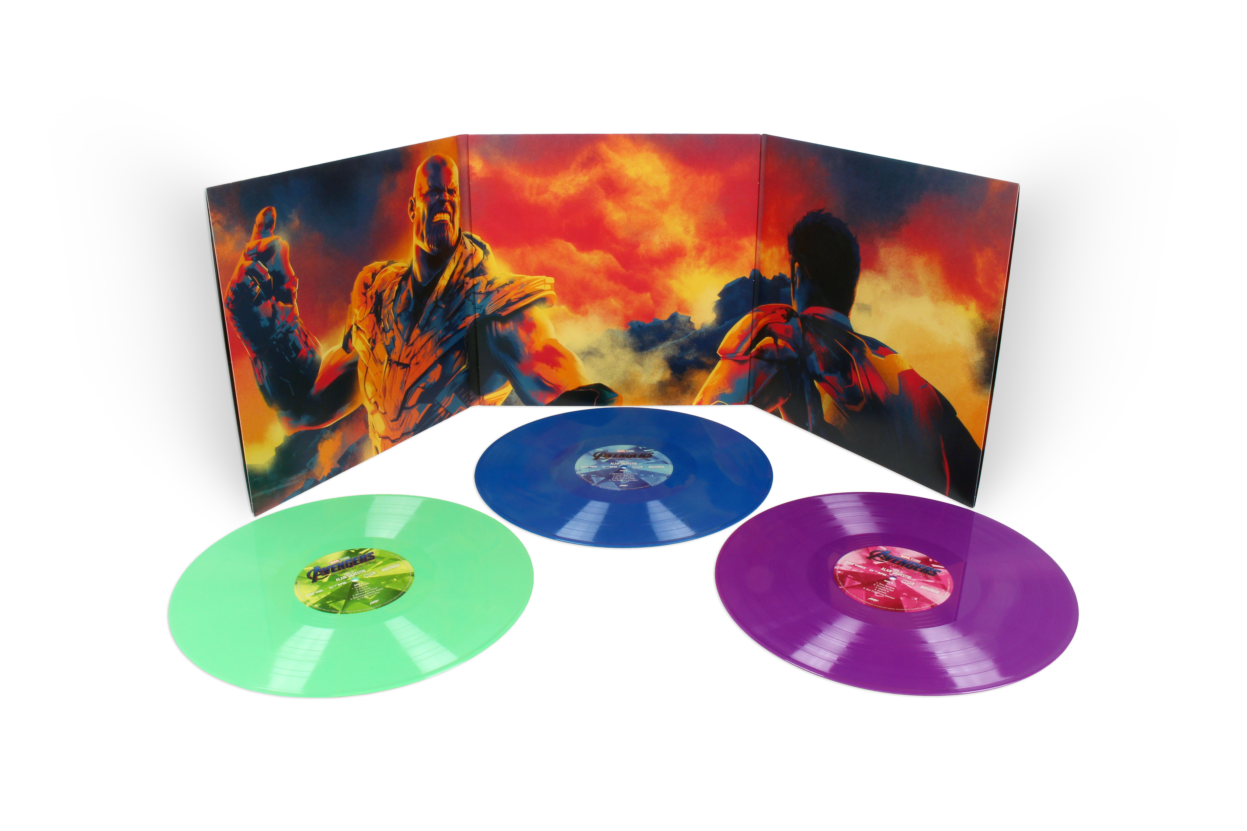 Avengers: Endgame inner sleeve and all three vinyls