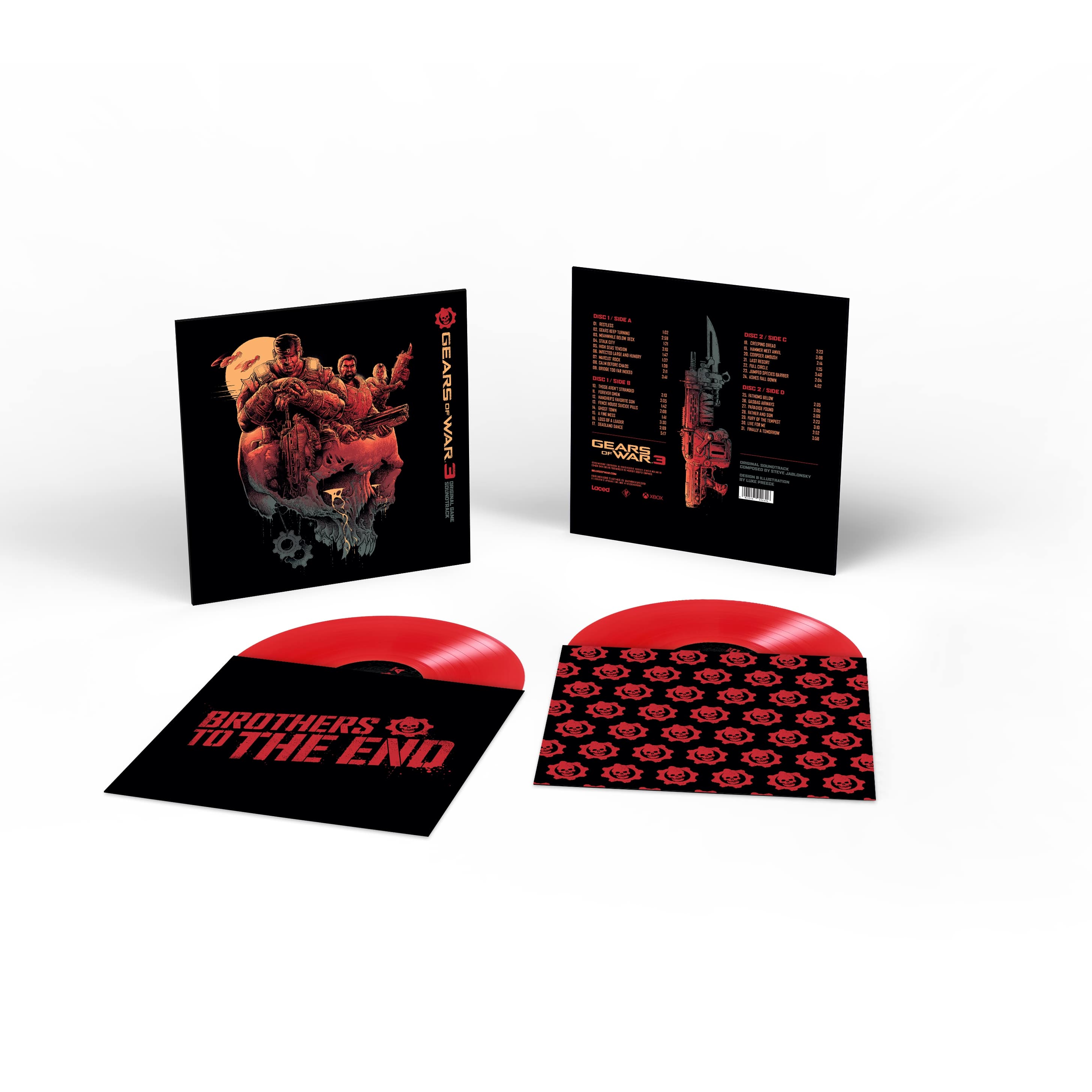 Gears of War 3 Front and Back with sleeve and red vinyl unpacked