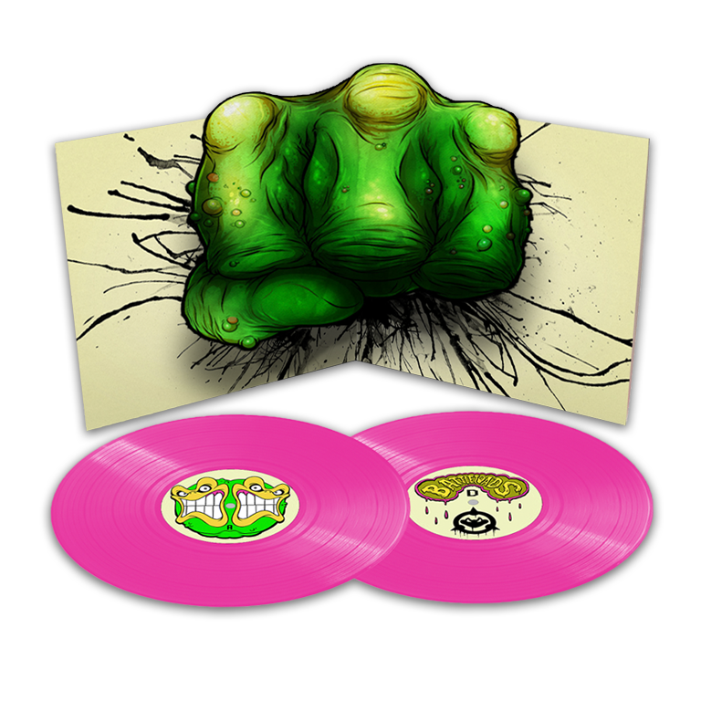 gatefold sleeve of battletoads smash hits with the two vinyl records